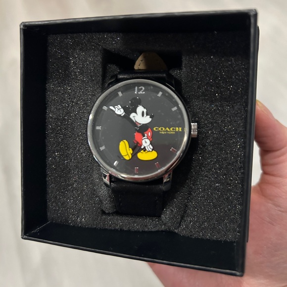 NEW | Authentic Coach X Disney Mickey Mouse Watch | Black Leather - Picture 7 of 10